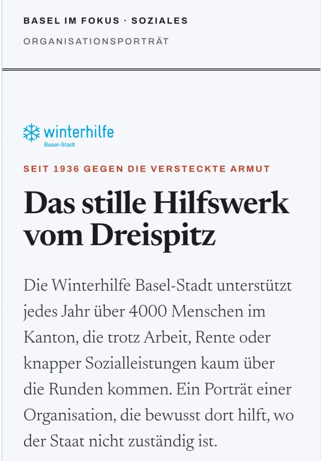 Das stille Hilfswerk vom Dreispitz
