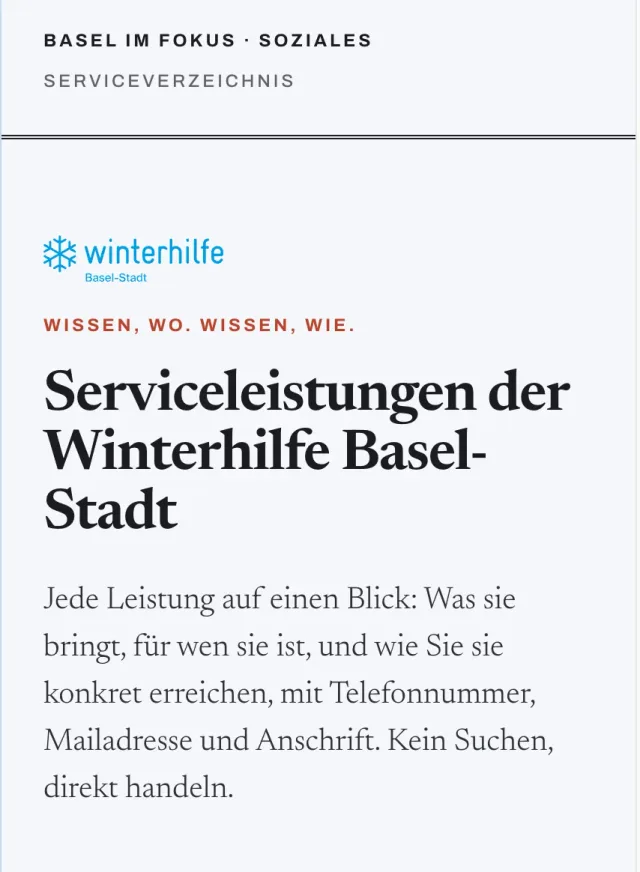 Services Winterhilfe Basel-Stadt