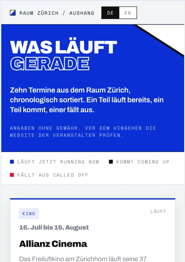 Das schwarze Brett von Zürich